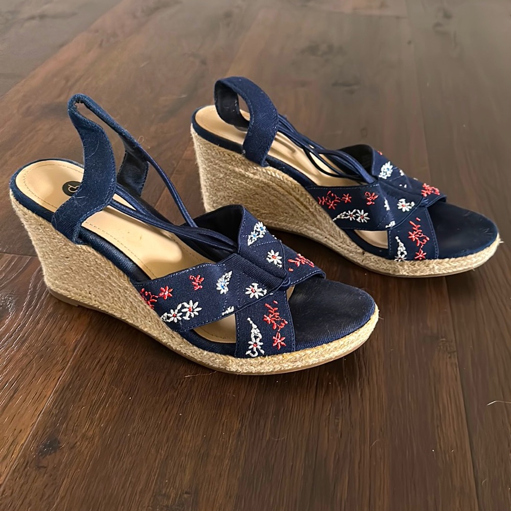 Navy blue wedges, very lightly used! Size 8.5 - Picture 1 of 1